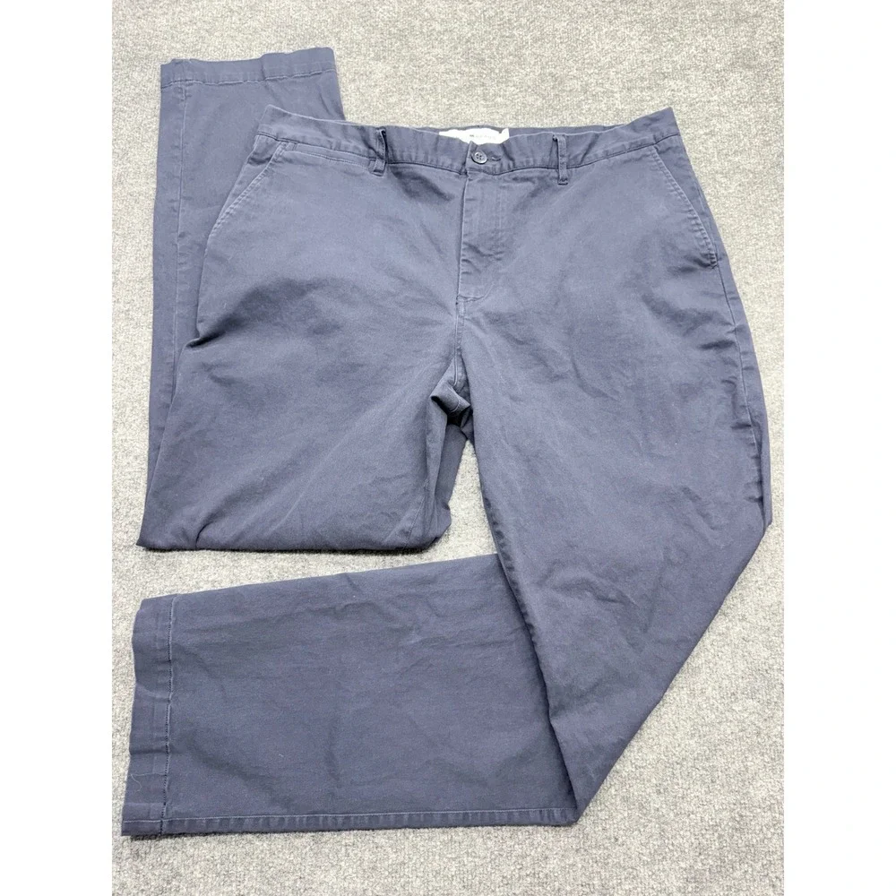 The Normal Brand Mens 40x34 Navy Blue Straight Leg Flat Front Chino Pants Top